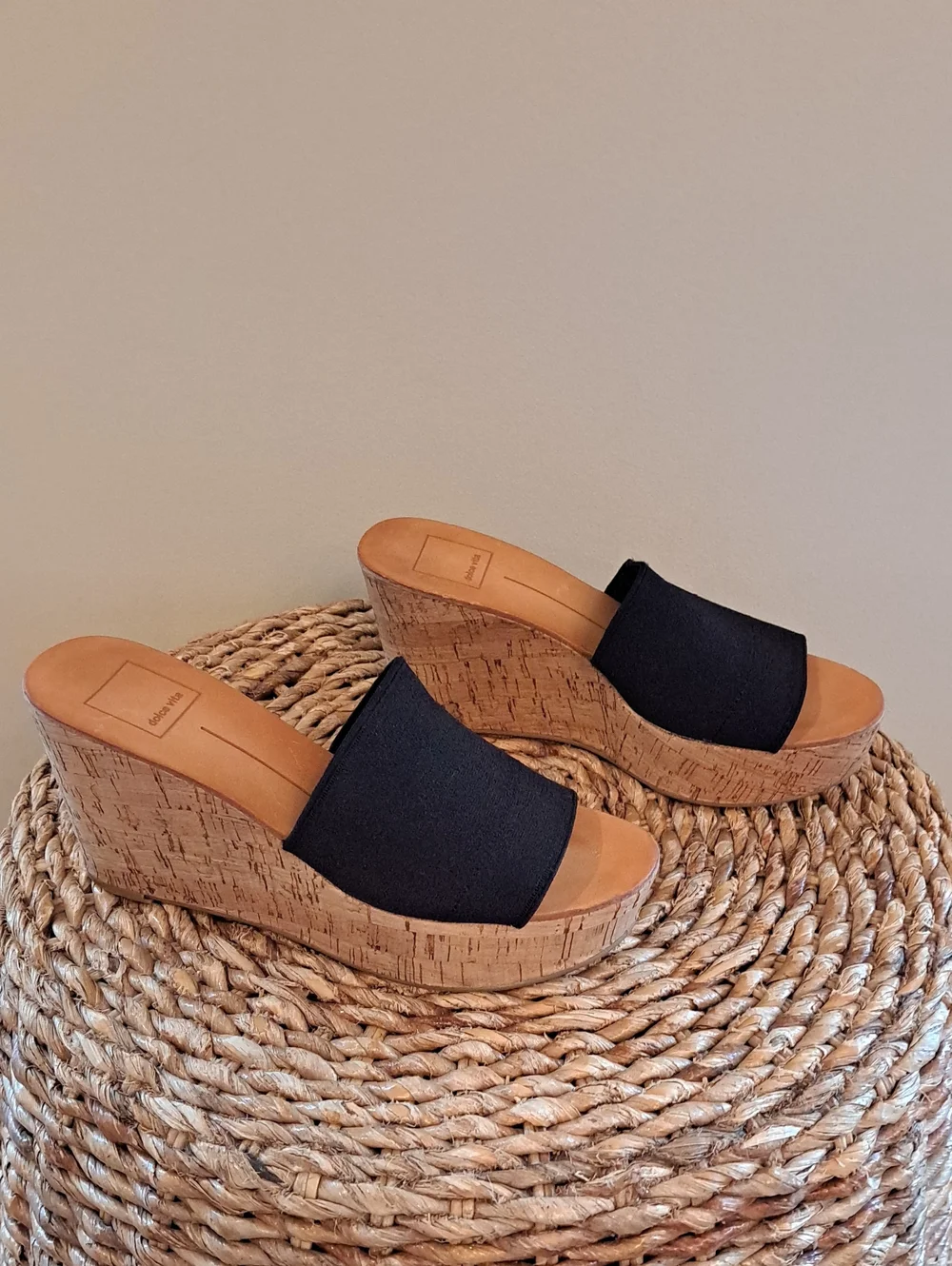 Dolce Vita Womens Ismerelda Summer Black Stretch‎ Platform Slide Sandals 6